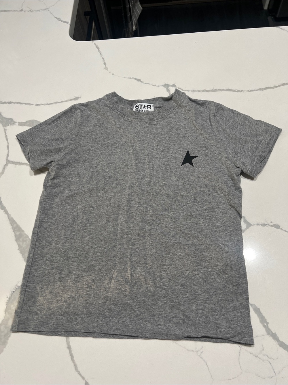 Golden Goose Kids Gray Short Sleeve Tee with Black Star
